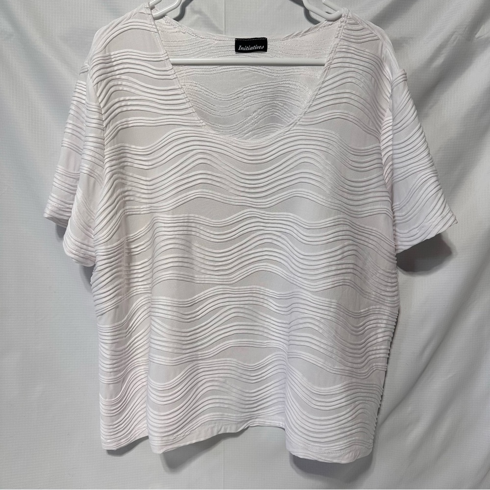 ❤️ 3/$20 ❤️ Initiatives White Textured Short Sleeve Top sz 3x